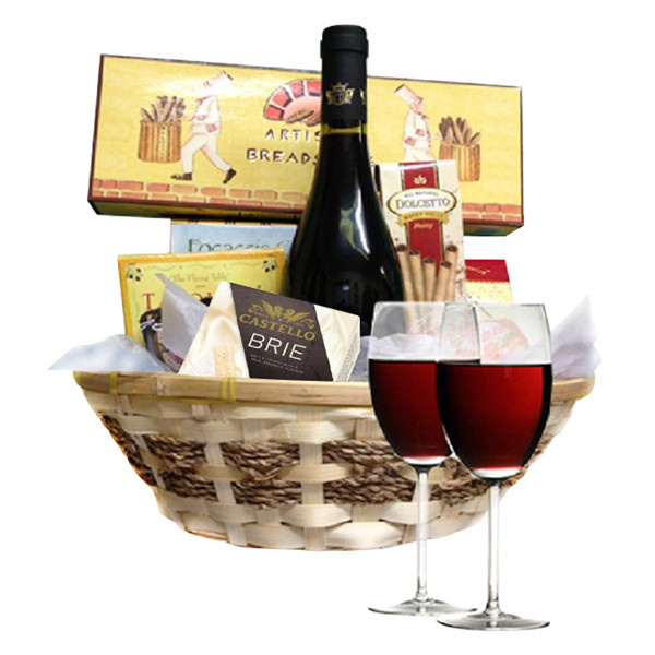 Red Wine & Cheese Basket 